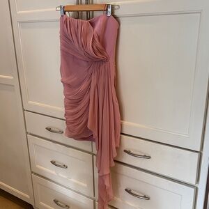 Elegant Pink Draped Women's Dress